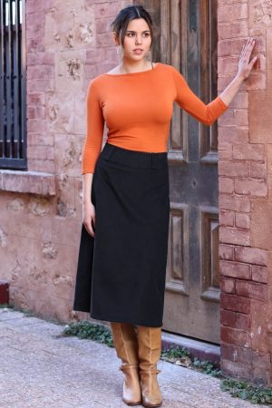 Belt Loop Corduroy Skirt Black