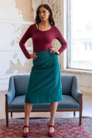 Belt Loop Corduroy Skirt Everglade