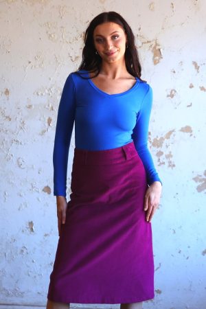 Belt Loop Corduroy Skirt Plum Caspia